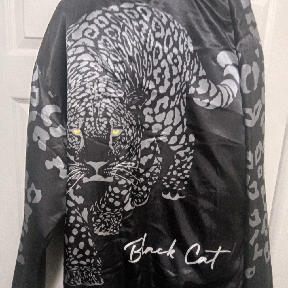 Men's Black and Gray Bomber Jacket - Picture 2 of 3